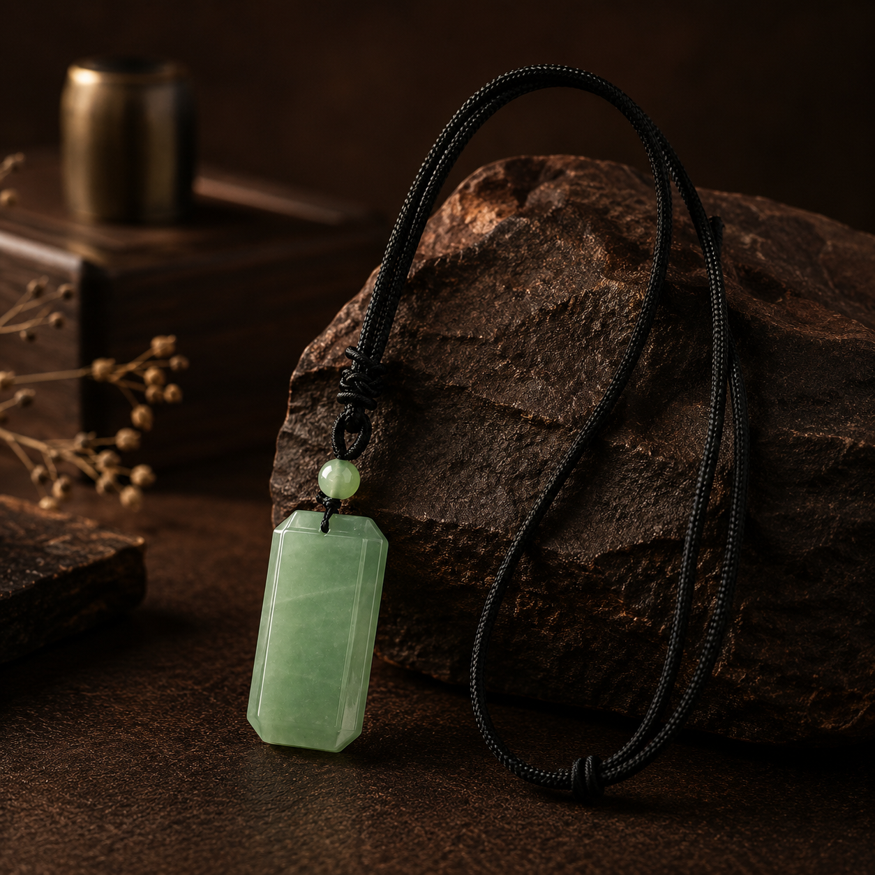 BOLD GenZ Real Green Jade Stone Necklace | Natural Stone- For Men| Includes: Necklace