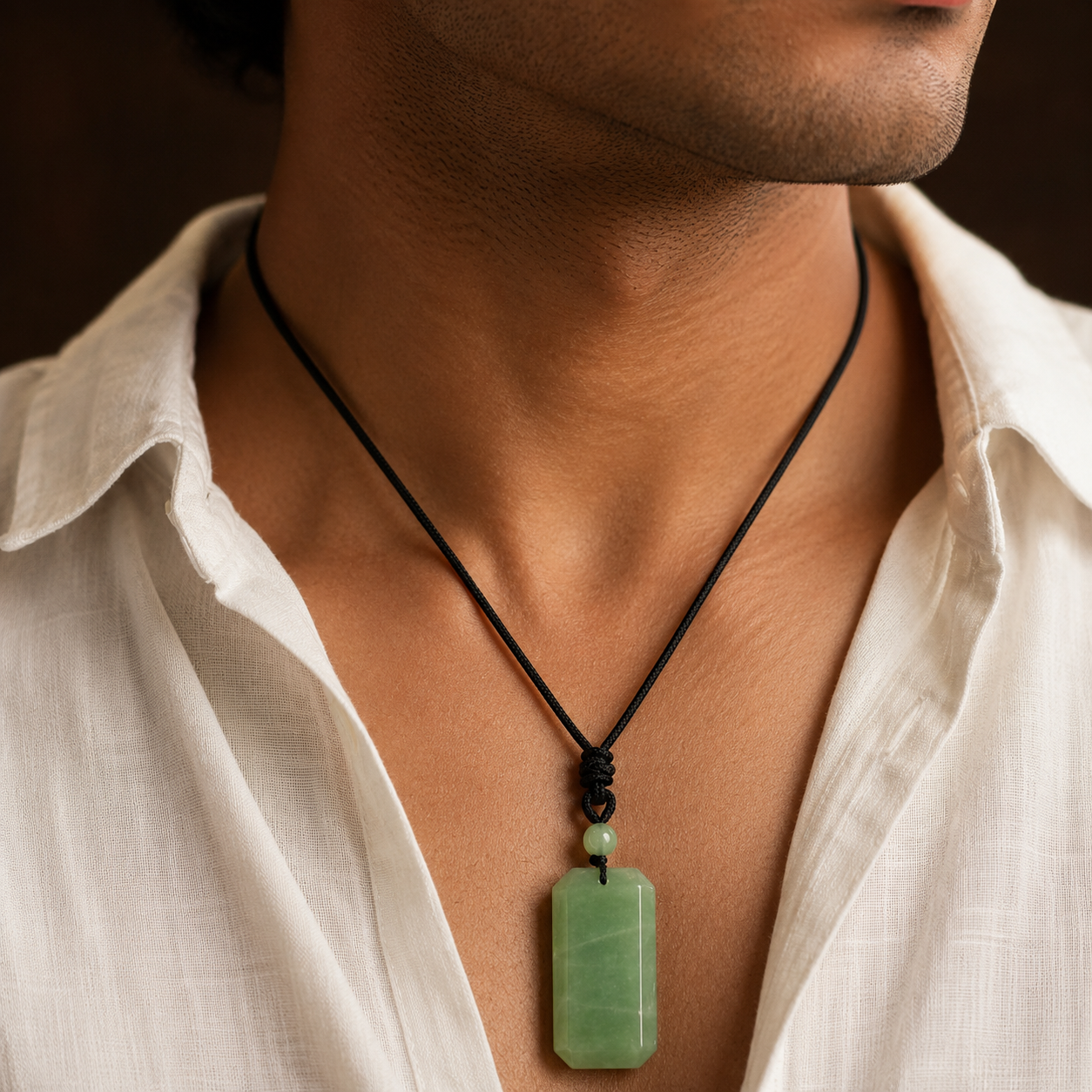 BOLD GenZ Real Green Jade Stone Necklace | Natural Stone- For Men| Includes: Necklace