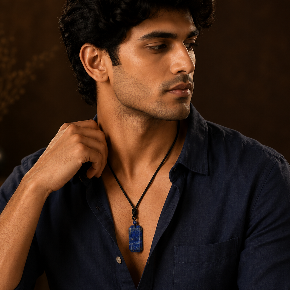 BOLD GenZ Real Lapis Lazuli Stone Necklace | Natural Stone- For Men| Includes: Necklace