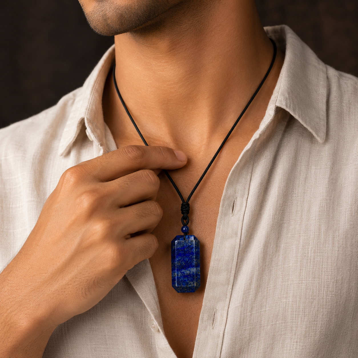 BOLD GenZ Real Lapis Lazuli Stone Necklace | Natural Stone- For Men| Includes: Necklace