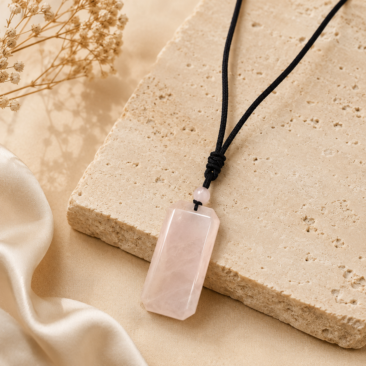 BOLD GenZ Real Rose Quartz Stone Necklace | Natural Stone- For Men| Includes: Necklace