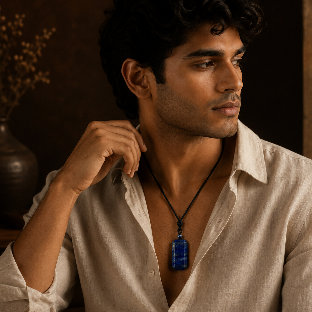 BOLD GenZ Real Lapis Lazuli Stone Necklace | Natural Stone- For Men| Includes: Necklace