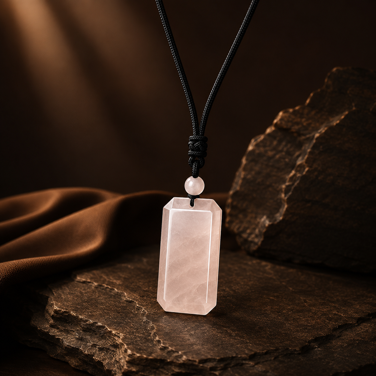 BOLD GenZ Real Rose Quartz Stone Necklace | Natural Stone- For Men| Includes: Necklace