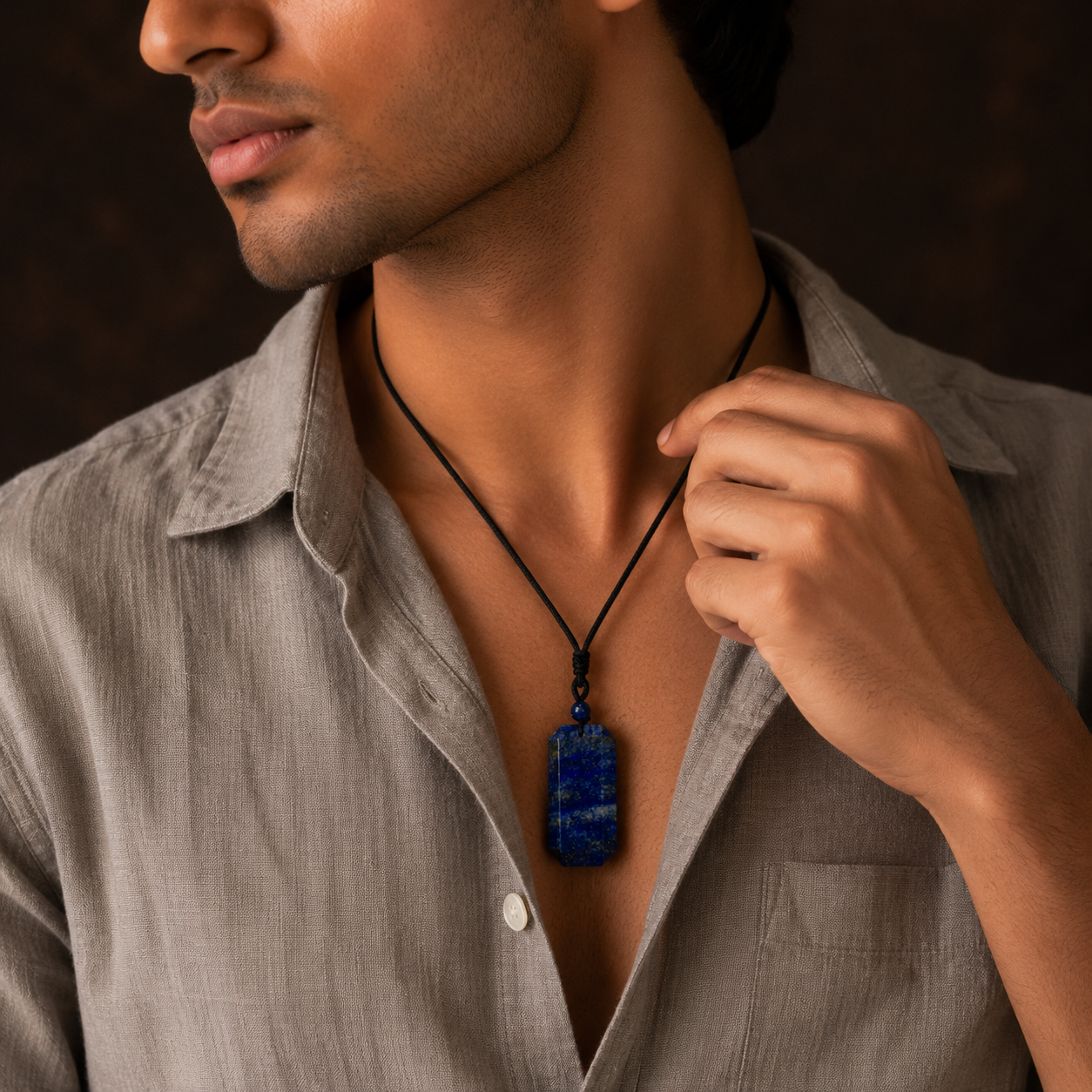 BOLD GenZ Real Lapis Lazuli Stone Necklace | Natural Stone- For Men| Includes: Necklace