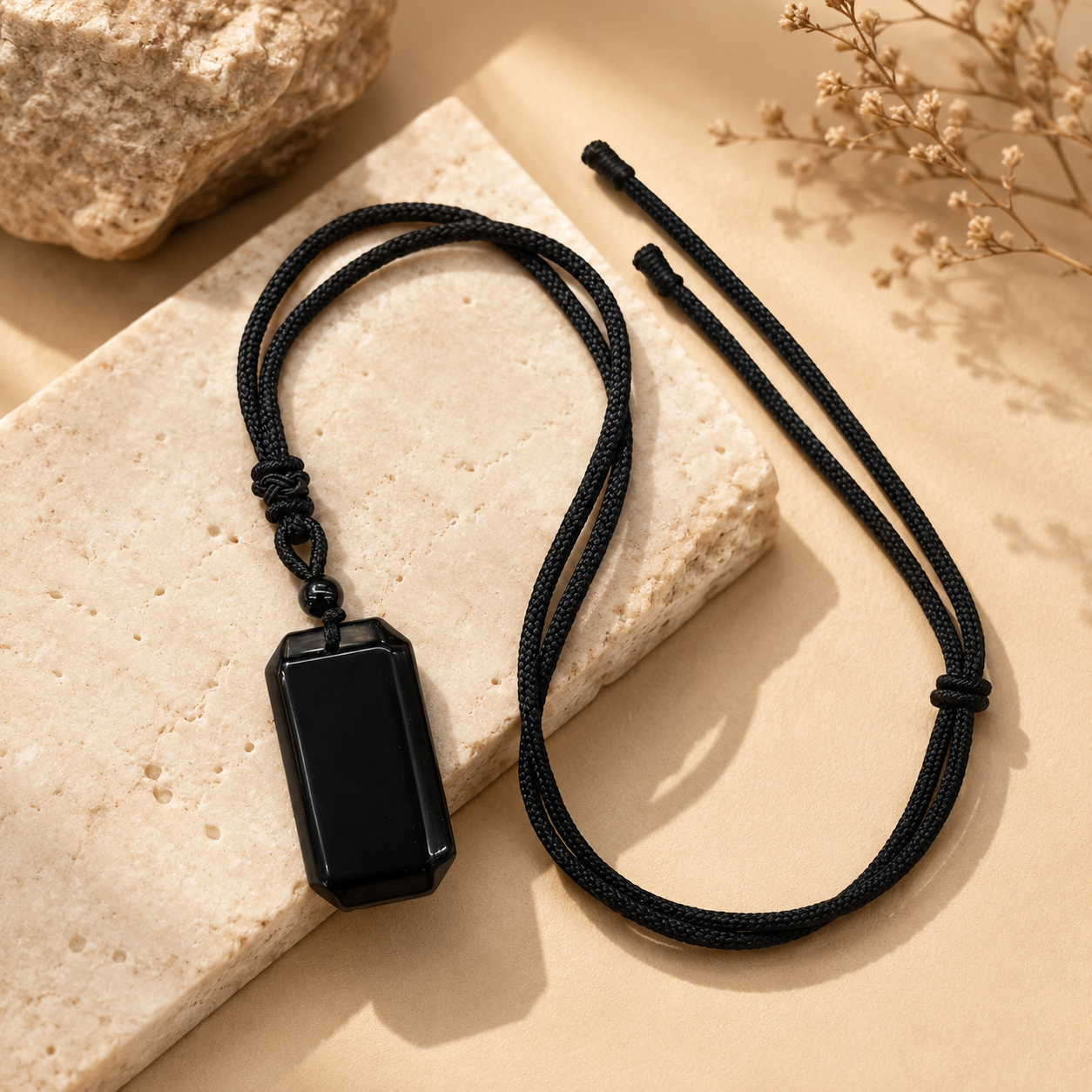 BOLD GenZ Real Black Onyx Stone Necklace | Natural Stone- For Men| Includes: Necklace