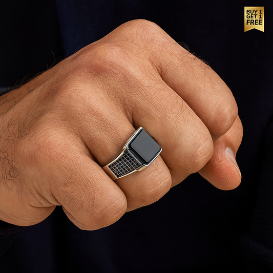 Passion Obsidian Zircon Ring | Stainless Steel– For Men | Includes: Ring