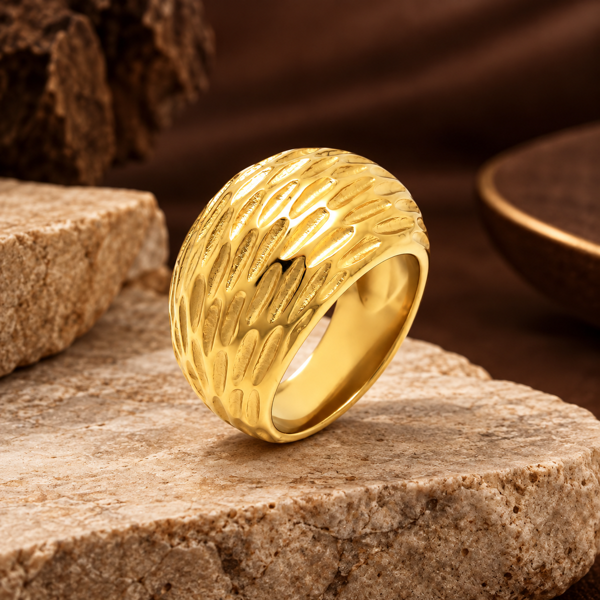 Liquid Gold Wave Statement Ring | PVD Plated– For Men | Includes: Ring