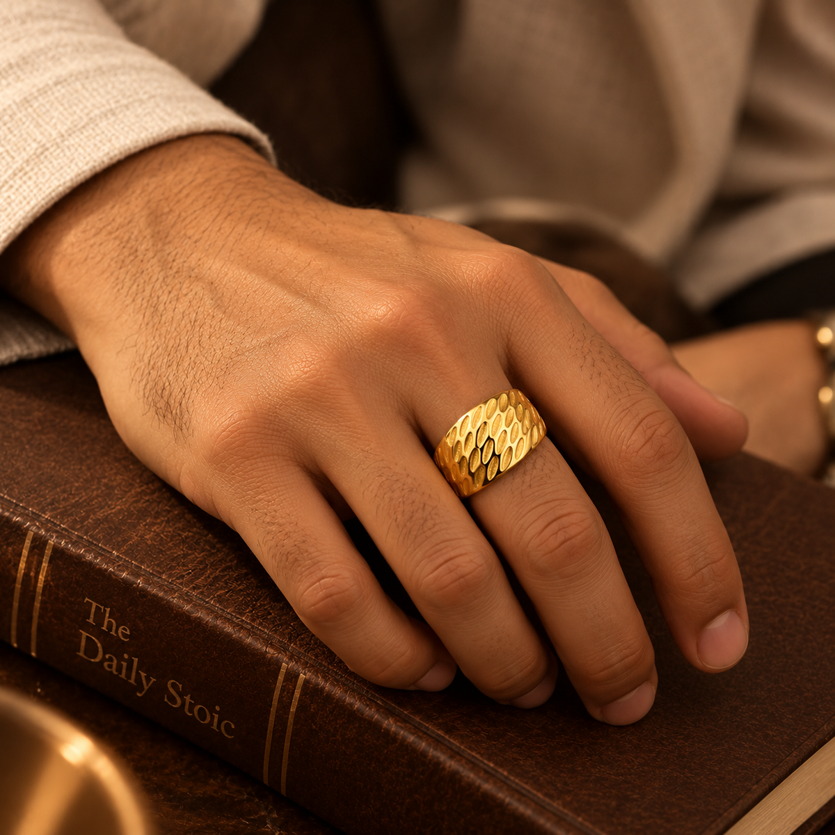 Liquid Gold Wave Statement Ring | PVD Plated– For Men | Includes: Ring