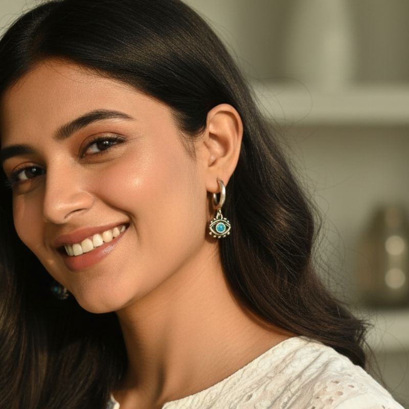 Classic Evil Eye Earrings | 925 Silver - For Women | Includes: Earrings