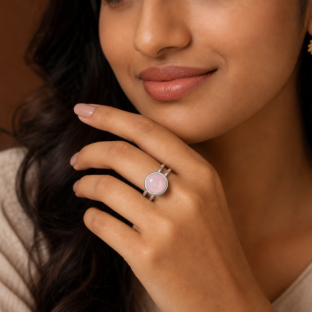 Adjustable Ring with Moonstone | Silver Plated -For Women | Includes: Ring