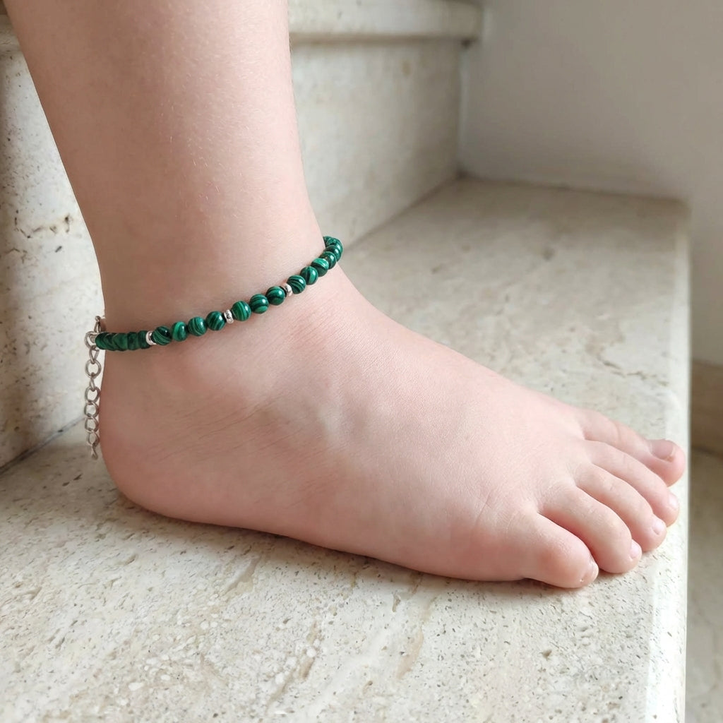 Little Forest Charm Anklet | Malachite Stone - For Girl Kids | Includes: Anklet
