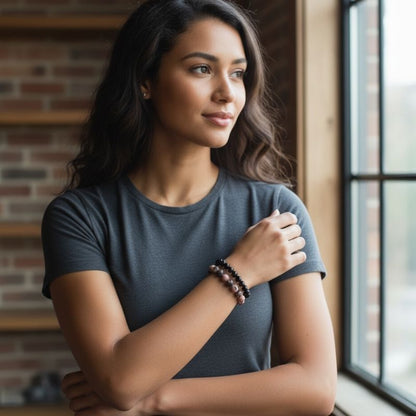 Compassion Stacked Bracelets | Rhodonite - For Unisex | Includes: Bracelets (Set of 2)