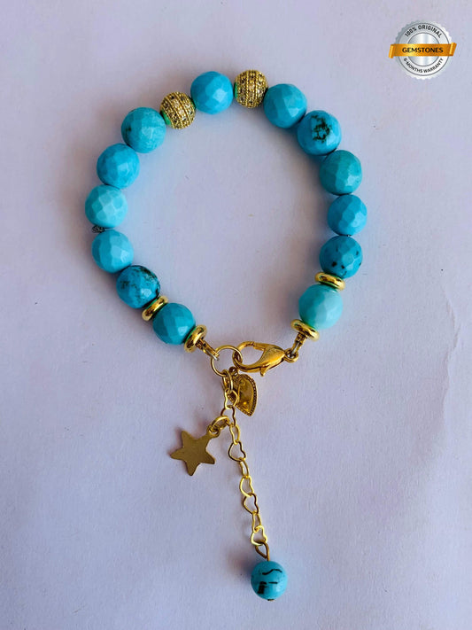 Sky Stone Charm Bracelet | Turquoise Magnesite Stone - For Kids | Includes: Bracelet