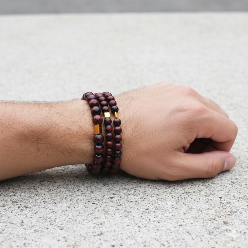 Courage Layered Bracelets | Red Tiger Stone - For Men | Includes: Bracelets (Set of 3)