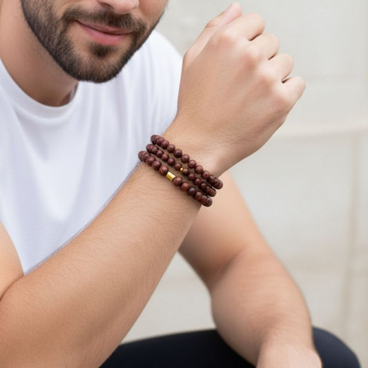 Courage Layered Bracelets | Red Tiger Stone - For Men | Includes: Bracelets (Set of 3)