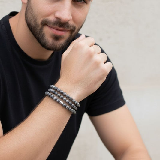 Creativity Layered Bracelets | Picasso Jasper - For Men | Includes: Bracelets (Set of 3)