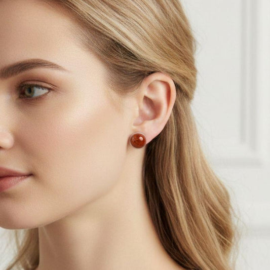 Crimson Glow Earrings | Red Agate Stone - For Women | Includes: Earrings