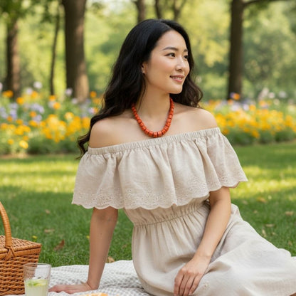Crimson Root Necklace | Red Jasper Stone - For Women | Includes: Necklace