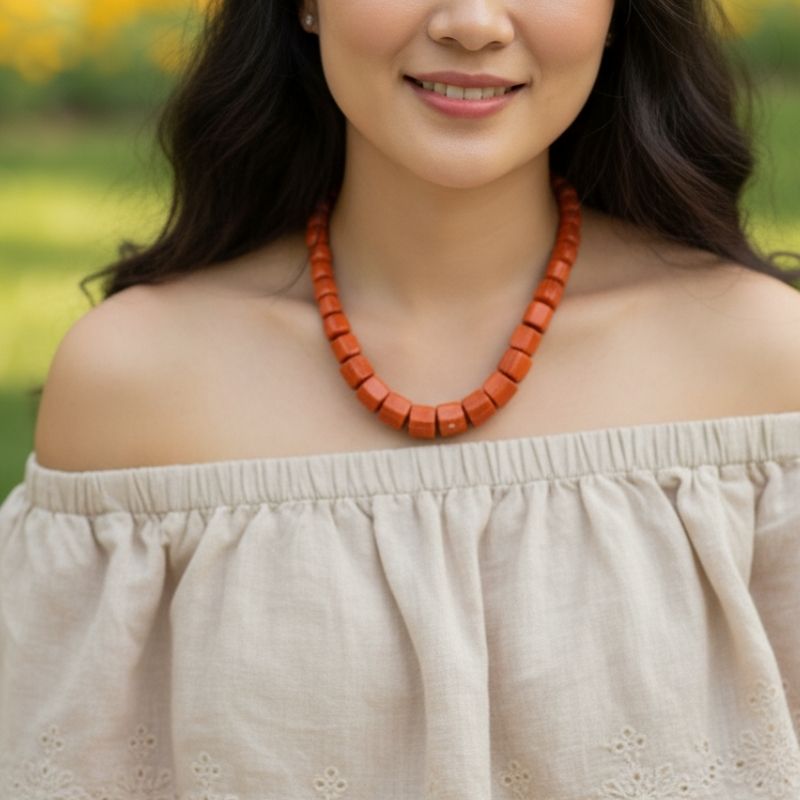 Crimson Root Necklace | Red Jasper Stone - For Women | Includes: Necklace