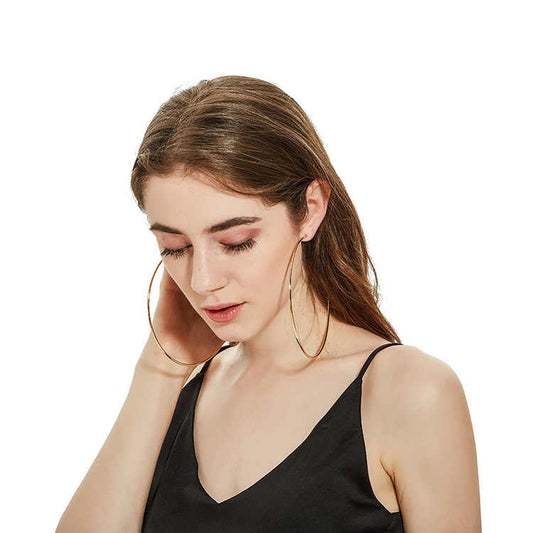 Elegant Big Hoop Earrings | Silver Plated, Stainless Steel, Water Proof - For Women | Includes: Earrings