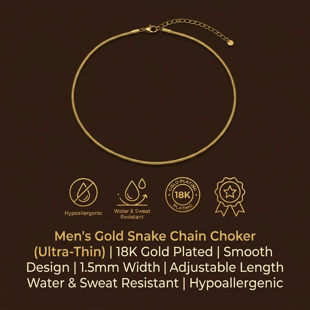 Golden Brazillian Snake Steel Chain | 18K PVD Gold Plated- For Men| Includes: Necklace