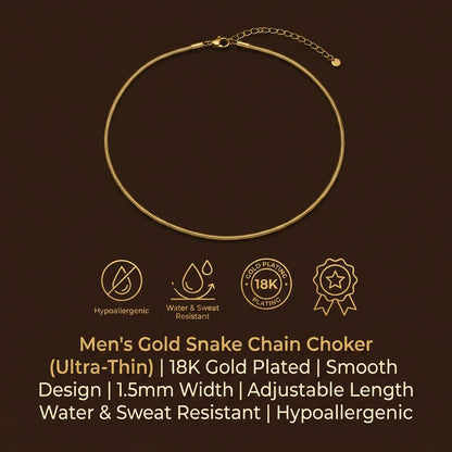 Golden Brazillian Snake Steel Chain | 18K PVD Gold Plated- For Men| Includes: Necklace