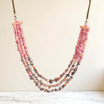 Happy & Harmony Layered Necklace | Rhodonite Stone - For Women | Includes: Necklace