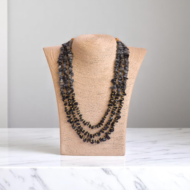 Frosted Elegance Layered Necklace | Snowflake Stone - For Women | Includes: Necklace