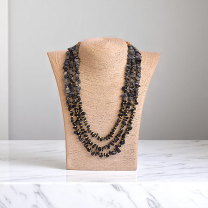 Frosted Elegance Layered Necklace | Snowflake Stone - For Women | Includes: Necklace