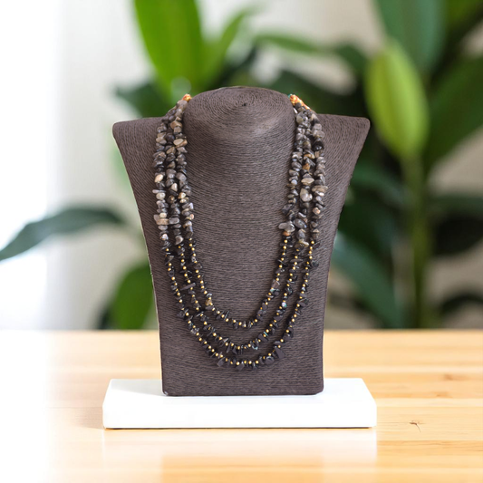 Frosted Elegance Layered Necklace | Snowflake Stone - For Women | Includes: Necklace