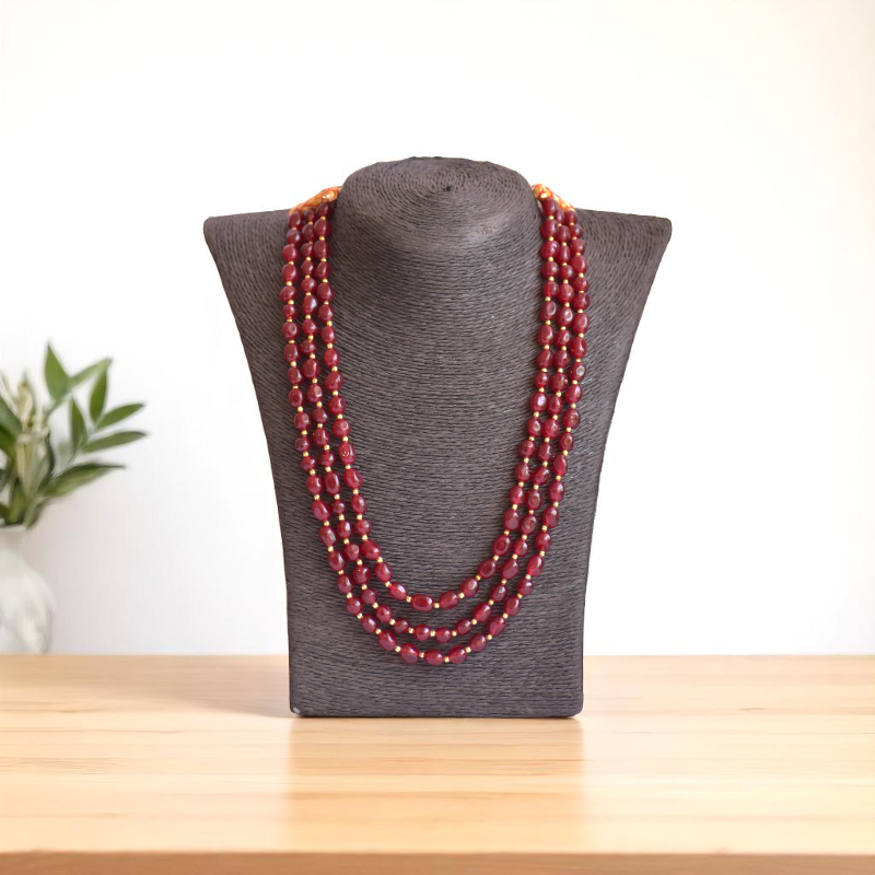 Crimson Aura Layered Necklace | Red Onyx Stone - For Women | Includes: Necklace