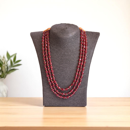 Crimson Aura Layered Necklace | Red Onyx Stone - For Women | Includes: Necklace