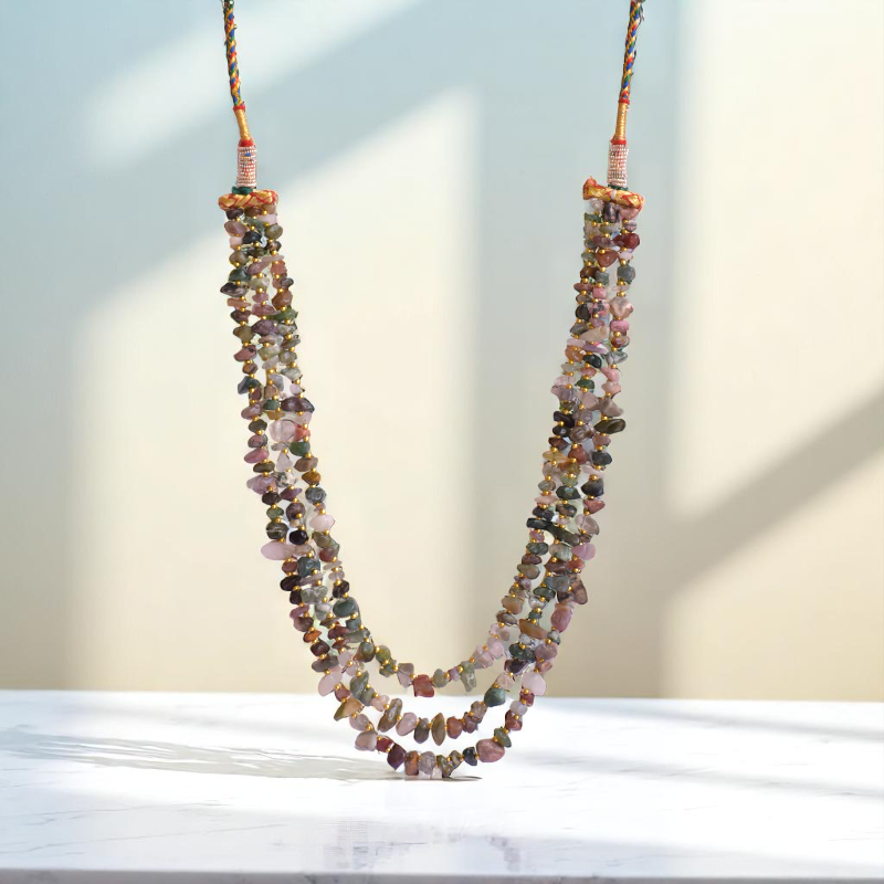 Sacred Earth Layered Necklace | Indian Agate Stone - For Women | Includes: Necklace