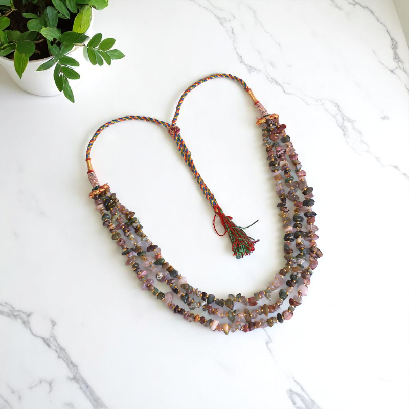 Sacred Earth Layered Necklace | Indian Agate Stone - For Women | Includes: Necklace
