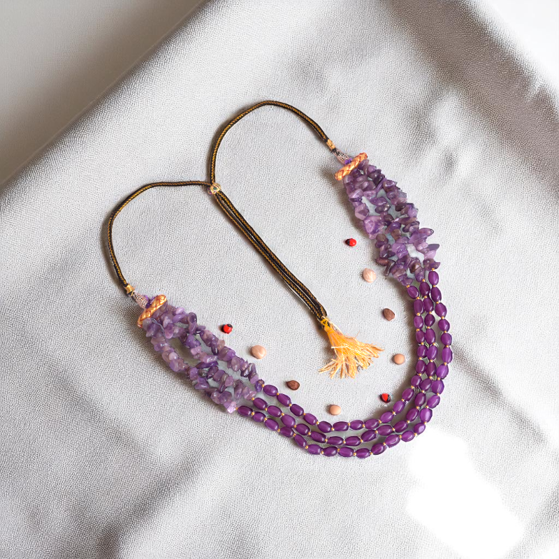 Purple Cosmos Layered Necklace | Amethyst Stone - For Women | Includes: Necklace