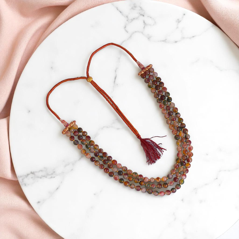Jewel of Dawn Layered Necklace | Peacock Agate Stone - For Women | Includes: Necklace