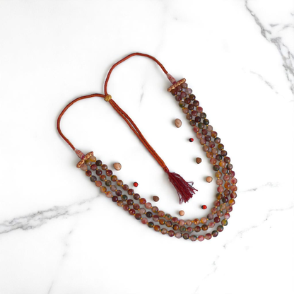 Jewel of Dawn Layered Necklace | Peacock Agate Stone - For Women | Includes: Necklace