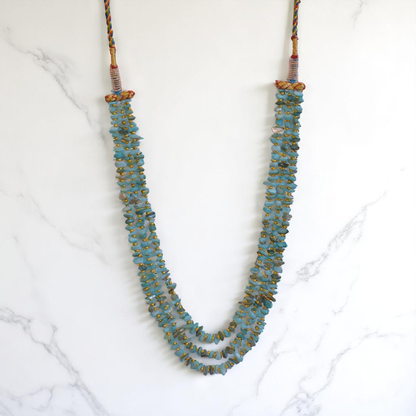Divine Aqua Layered Necklace | Blue Turquoise Stone - For Women | Includes: Necklace