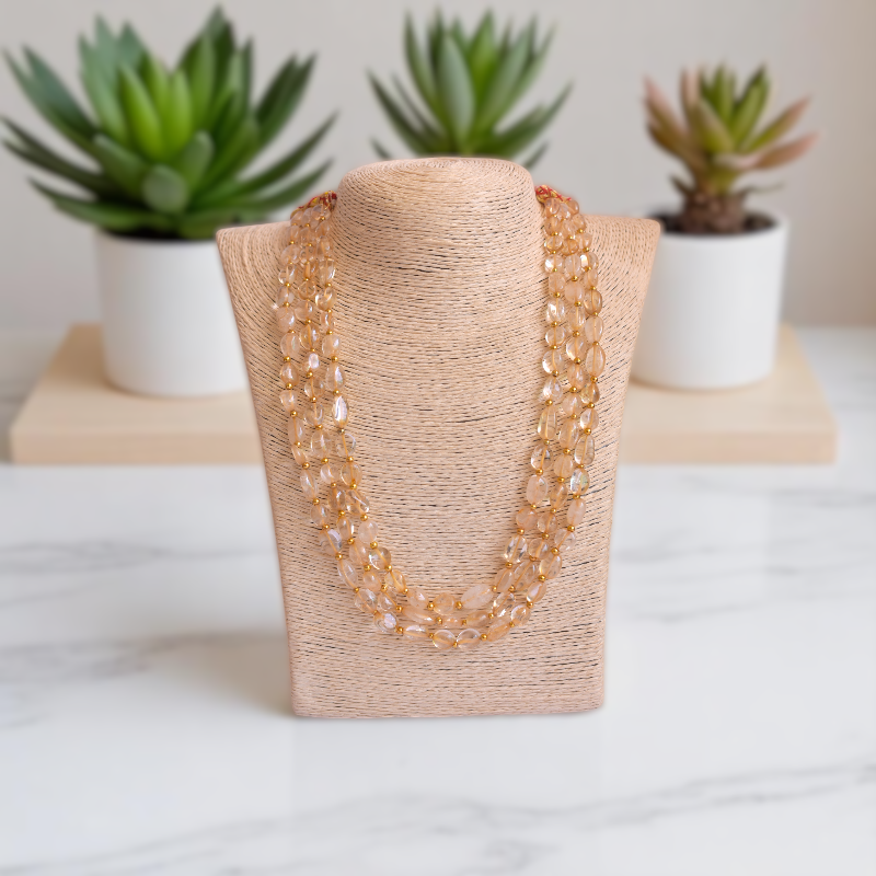 Citrine Crown Layered Necklace | Citrine Stone - For Women | Includes: Necklace