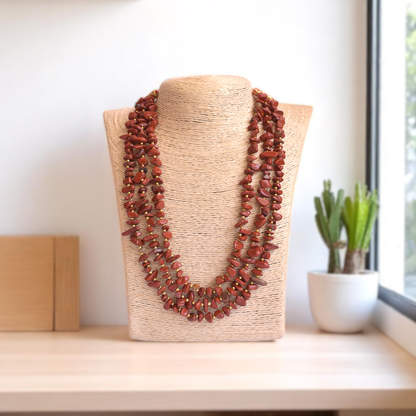 Dynasty Flame Layered Necklace | Red Jasper Stone - For Women | Includes: Necklace