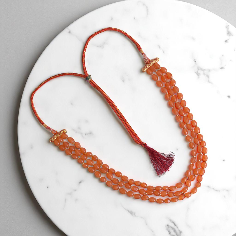 Queen’s Horizon Layered Necklace | Orange Onyx Stone - For Women | Includes: Necklace