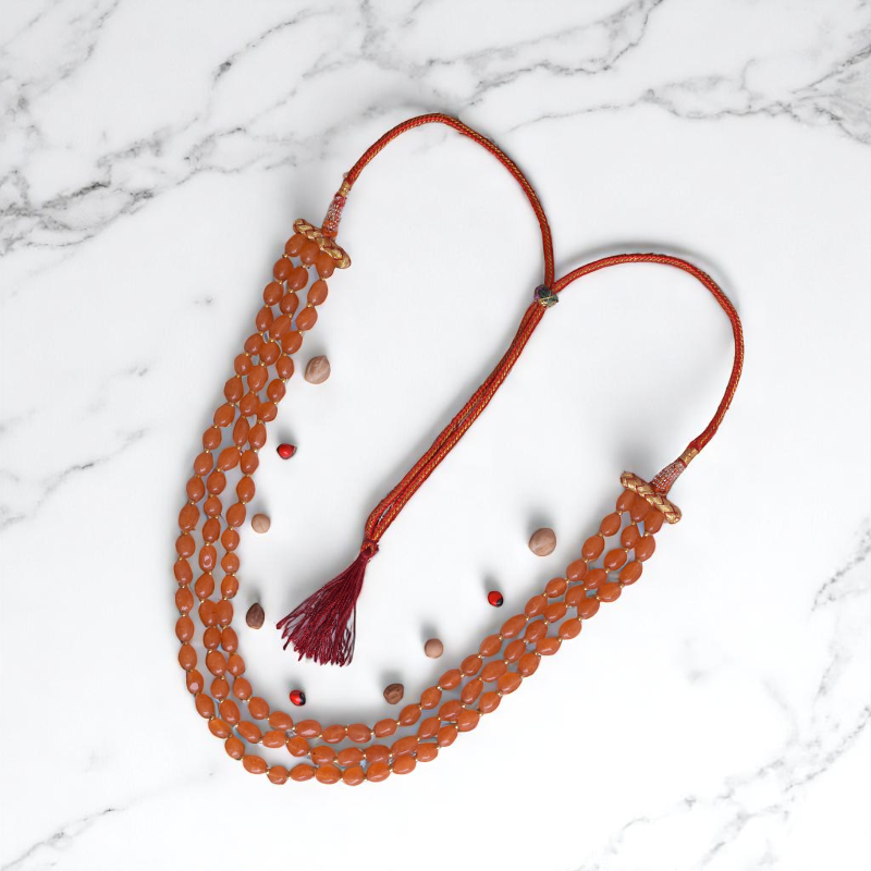 Queen’s Horizon Layered Necklace | Orange Onyx Stone - For Women | Includes: Necklace
