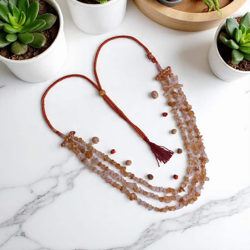Crown Jewel Layered Necklace | Citrine Stone - For Women | Includes: Necklace