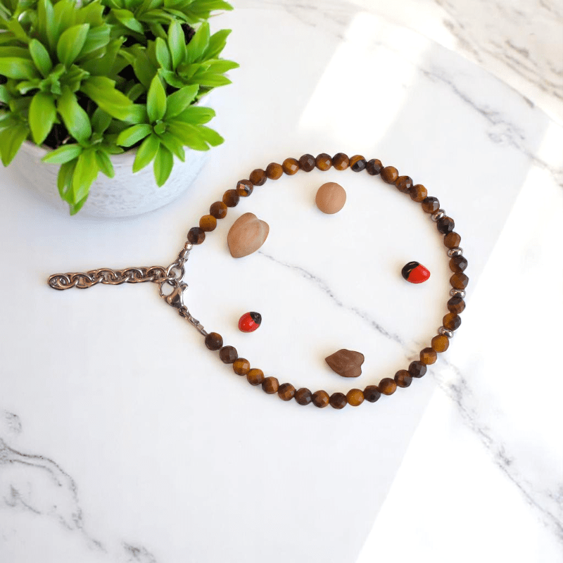 Tiny Tiger Anklet | Tiger Eye Stone - For Girl Kids | Includes: Anklet