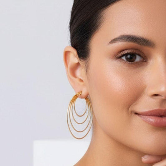 Designer Multi-Layer Earrings | PVD 18K Gold Plated, Stainless Steel, Water Proof- For Women | Includes: Earrings