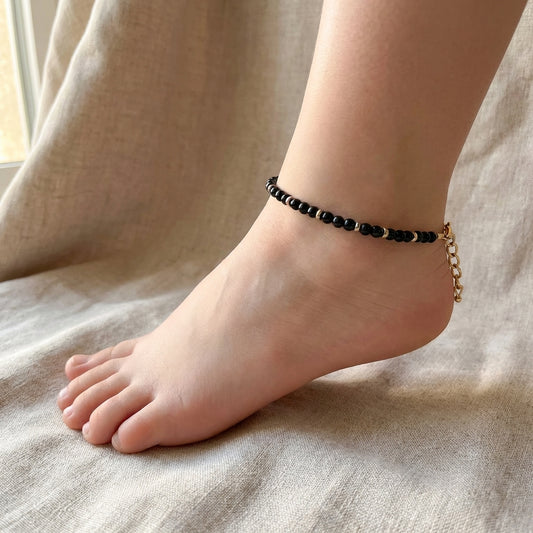 Protective Obsidian Anklet | Obsidian Stone - For Girl Kids | Includes: Anklet