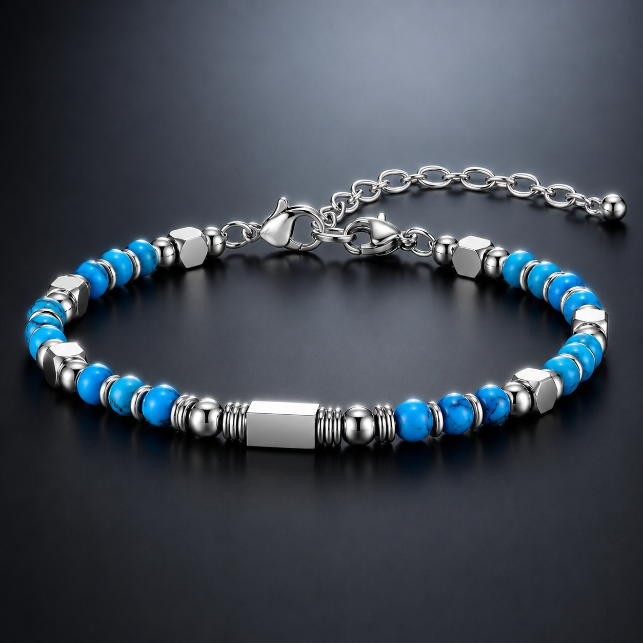 Ultra Rich Turquoise Stone Flexi Bracelet | TITANIUM Steel- For Men | Includes: Bracelet