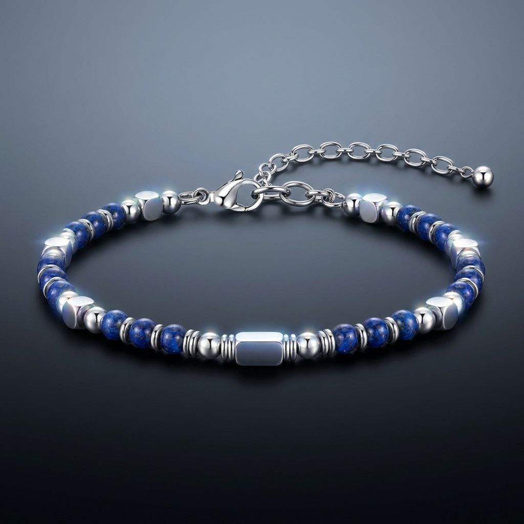 Ultra Rich Lapis Lazuli Stone Flexi Bracelet | TITANIUM Steel- For Men | Includes: Bracelet