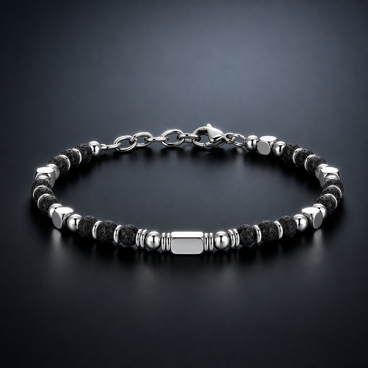 Ultra Rich Real Lava Stone Flexi Bracelet | TITANIUM Steel- For Men | Includes: Bracelet