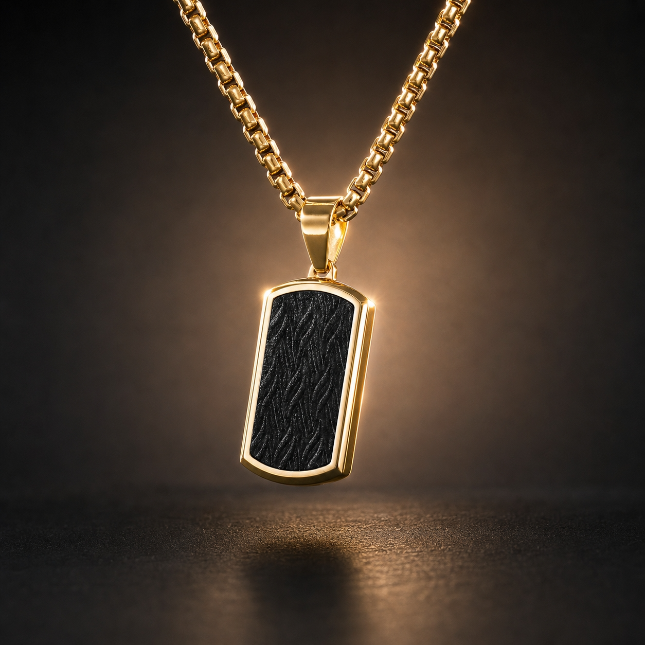 Ultra Posh Black Textured Golden Necklace | 18K PVD REAL Gold Plated- For Men| Includes: Necklace